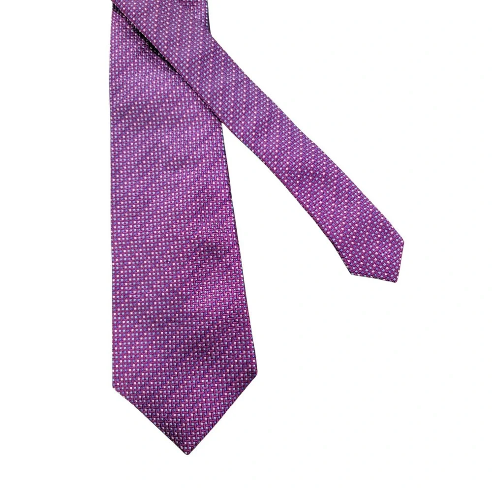 Charles Tyrwhitt Mens Purple Geometric Silk Necktie‎ Jermyn Street London